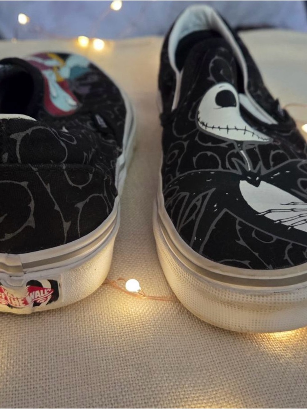 Vans x Disney “ The Nightmare Before Christmas” Jack and Sally slip ons -